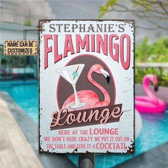 Personalized Flamingo Lounge Cocktail Metal Sign - Gift - Thegiftio UK