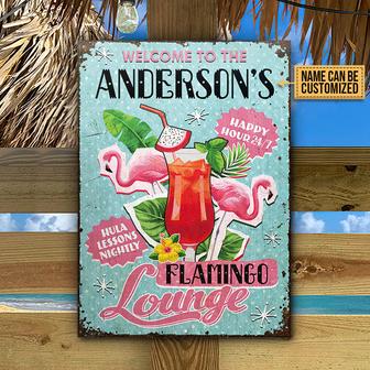 Personalized Flamingo Lounge Hula Lessons Metal Sign - Thegiftio UK