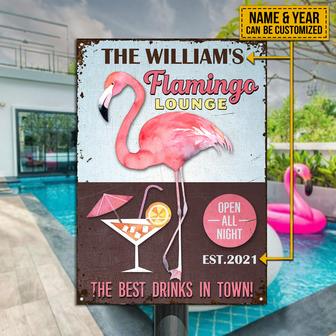 Personalized Flamingo Lounge Metal Sign - Gift for Friends - Thegiftio UK