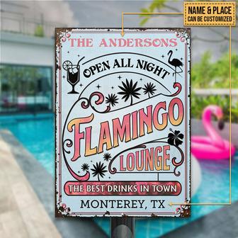 Personalized Flamingo Lounge Metal Sign - Gift for Friends - Thegiftio UK