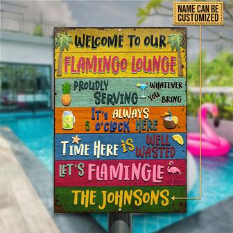 Flamingo Lounge Welcome To Our Custom Metal Sign - Gift - Thegiftio UK