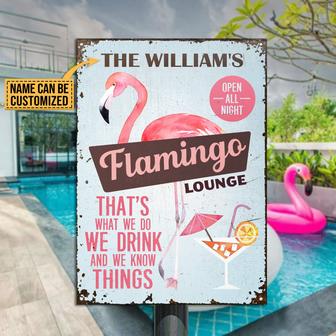 Personalized Flamingo Lounge What We Do Metal Sign - Gift - Thegiftio UK