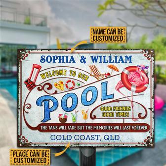 Flamingo Pool Memories Last Forever Custom Metal Sign - Gift - Thegiftio UK