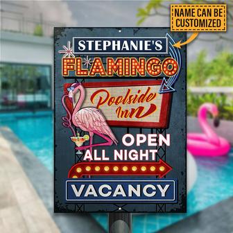 Personalized Flamingo Poolside Inn Metal Sign - Thegiftio UK