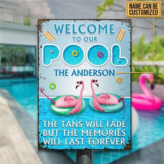 Flamingo Swimming Pool But Memories Custom Metal Sign - Gift - Thegiftio UK