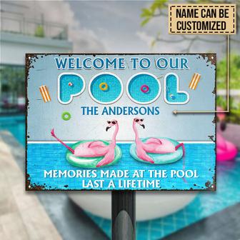 Personalized Flamingo Swimming Pool Last A Lifetime Metal - Thegiftio UK