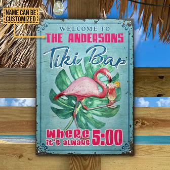 Personalized Flamingo Tiki Always 5 Custom Metal Sign - Gift - Thegiftio UK