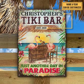 Flamingo Tiki Bar Personalized Metal Sign - Gift for Friends - Thegiftio UK