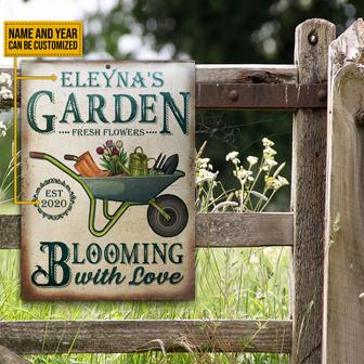 Blooming With Love Personalized Metal Sign - Garden Gift - Thegiftio UK