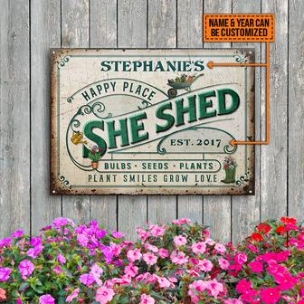 Plant Smiles Grow Love Personalized Metal Sign - Garden Gift - Thegiftio UK