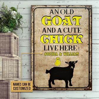 Goat Cute Chick Live Here Custom Metal Sign - Gift for Farm - Thegiftio UK