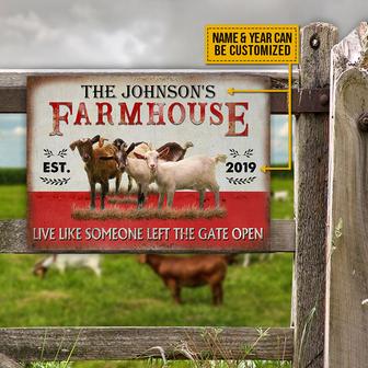 Goat Farmhouse The Gate Open Custom Metal Sign - Farmer Gift - Thegiftio UK
