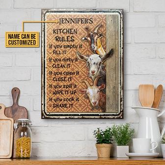 Goat Kitchen Rules Custom Metal Sign - Gift for Friends - Thegiftio UK