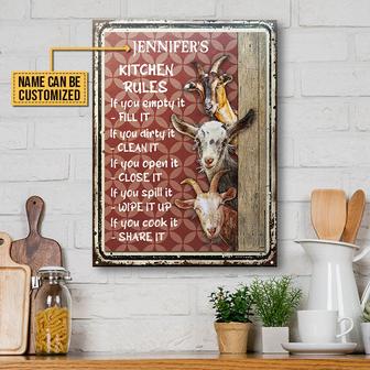 Personalized Goat Kitchen Rules Red Metal Sign - Farm Gift - Thegiftio UK