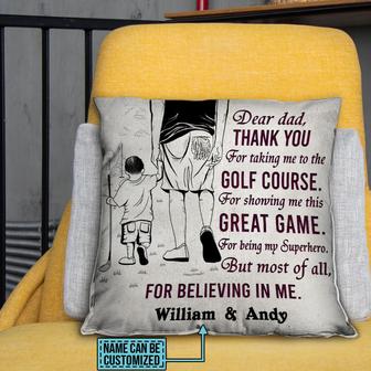 Golf Dad And Son Thank You Sketch Personalized Pillow - Thegiftio UK
