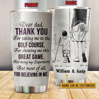 Golf Dad And Son Thank You Sketch Custom Tumbler - Gift - Thegiftio UK