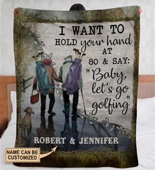 Personalized Golf Hold Your Hand Fleece Blanket - Thegiftio UK