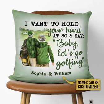 Golf Old Couple Hold Your Hand Custom Pillow - Couple Gift - Thegiftio UK