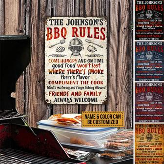 Personalized BBQ Rules Custom Metal Sign - Gift for Friends - Thegiftio UK