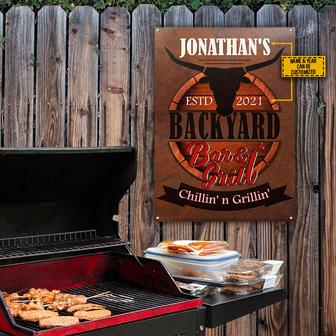 Personalized Grilling Backyard Bar And Grill Chilling Metal - Thegiftio UK