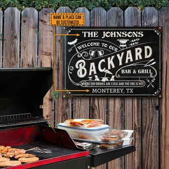 Personalized Grilling Backyard Bar Grill Custom Metal Sign - Thegiftio UK