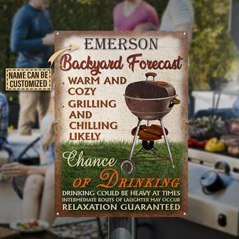 Personalized Grilling Backyard Forecast Custom Metal Sign - Thegiftio UK