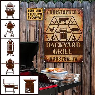 Personalized Grilling Backyard Custom Metal Sign - BBQ Gift - Thegiftio UK