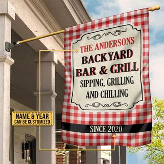 Personalized Grilling Bar Grill Red Gingham Flag - Thegiftio UK
