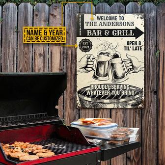 Grilling Bar & Grill Til Late Custom Metal Sign - BBQ Gift - Thegiftio UK