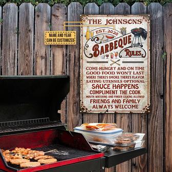 Grilling Barbeque Rules Custom Metal Sign - Gift for Friends - Thegiftio UK