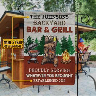 Grilling Bear Personalized Flag - Gift for BBQ Lovers - Thegiftio UK