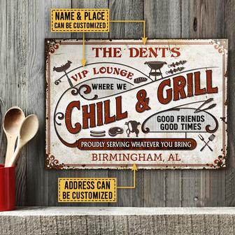 Grilling Chill Proudly Custom Metal Sign - BBQ Lovers Gift - Thegiftio UK