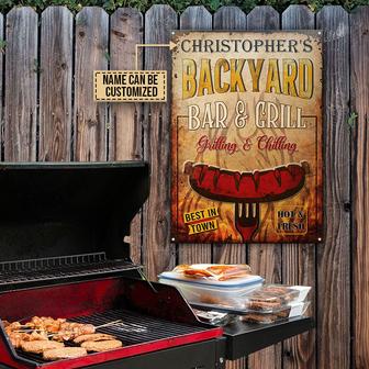 Grilling Hot And Fresh Personalized Metal Sign - BBQ Gift - Thegiftio UK
