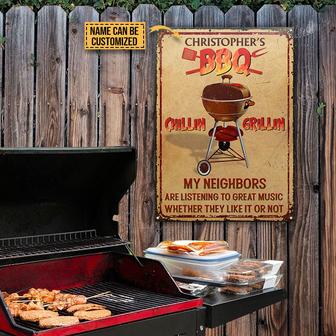Listening To Grilling Personalized Metal Sign - BBQ Gift - Thegiftio UK