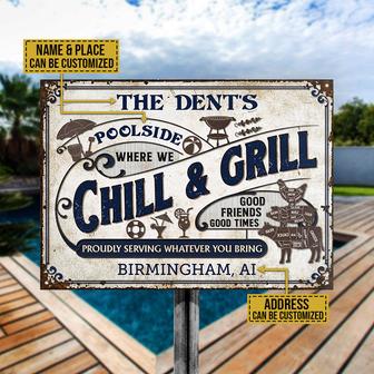 Personalized Grilling Pool Proudly Custom Metal Sign - Thegiftio UK