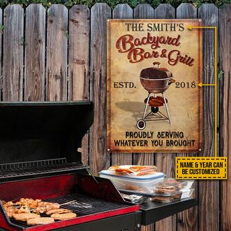 Personalized Grilling Proudly Serving Whatever Metal Sign - Thegiftio UK