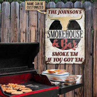 Grilling Smokehouse Bar Personalized Metal Sign - Thegiftio UK
