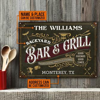 Personalized Grilling Vintage Bar Grill Custom Metal Sign - Thegiftio UK