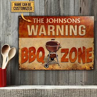 Grilling Warning BBQ Zone Personalized Metal Sign - BBQ Gift - Thegiftio UK