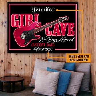 Guitar Girl Cave No Boy Custom Metal Sign - Daughter Gift - Thegiftio UK
