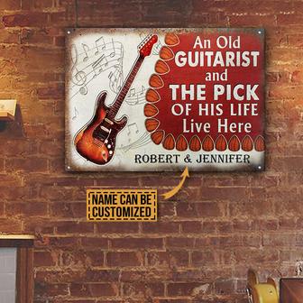 Personalized Guitar Old Couple Live Here Metal Sign - Gift - Thegiftio UK