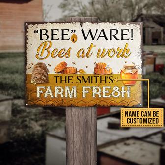 Personalized Honey Bee Bees At Work Metal Sign - Thegiftio UK
