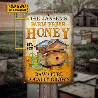 Personalized Honey Bee Locally Grown Metal Sign - Gift - Thegiftio UK
