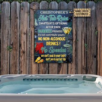 Hot Tub Rules Personalized Metal Sign - Gift for Friends - Thegiftio UK
