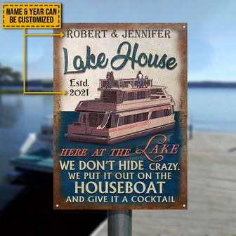 Personalized Houseboat Lake Crazy Metal Sign - Boater Gift - Thegiftio UK