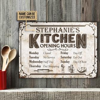 Personalized Kitchen Opening Hours Metal Sign - Home Gift - Thegiftio UK