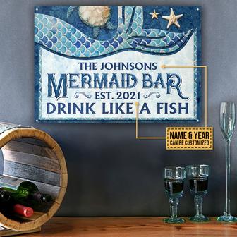 Mermaid Bar Like A Fish Custom Metal Sign - Gift for Friends - Thegiftio UK