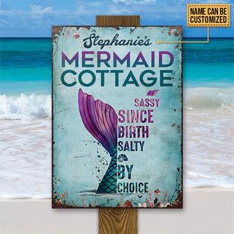 Personalized Mermaid Cottage Metal Sign - Gift for Home - Thegiftio UK