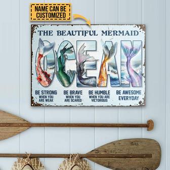 Mermaid Ocean Be Awesome Custom Metal Sign - Gift for Friend - Thegiftio UK