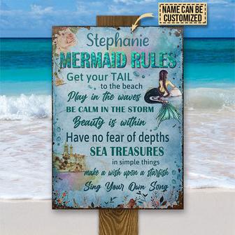 Mermaid Rules Personalized Metal Sign - Gift for Friends - Thegiftio UK